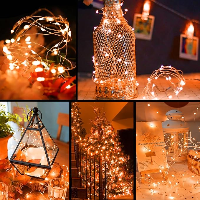ZGWJ Fairy Lights Battery Operated, 12 Pack OrangeTwinkle String Lights 20 LED 7FT 3 Lighting Modes for Bedroom Decor, Halloween, Christmas, Party Indoor and Outdoor Decoration