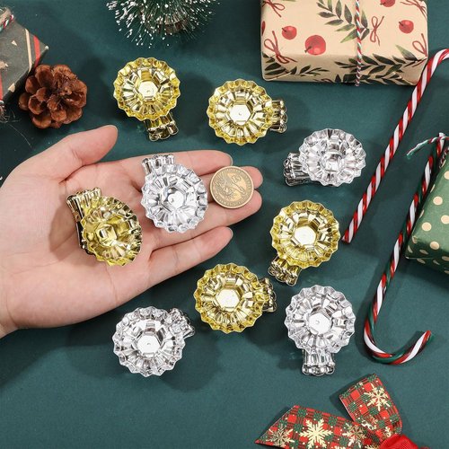 CHGCRAFT Christmas Tree Candle Holders - 40 Pcs Flower Pattern Clips | Reusable Decor, 0.59" Inner Diameter