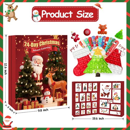 Fidget Advent Calendar 2025 - Christmas Countdown with 24 Surprising Fidget Toys | Perfect Sensory Gifts for Kids
