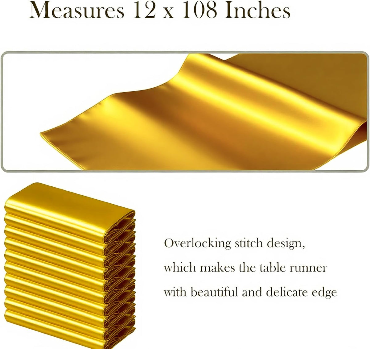 Skiennix Gold Table Runners - 10 Pack of 12 x 108 Inches Satin for Weddings & Parties | Elegant Decorations