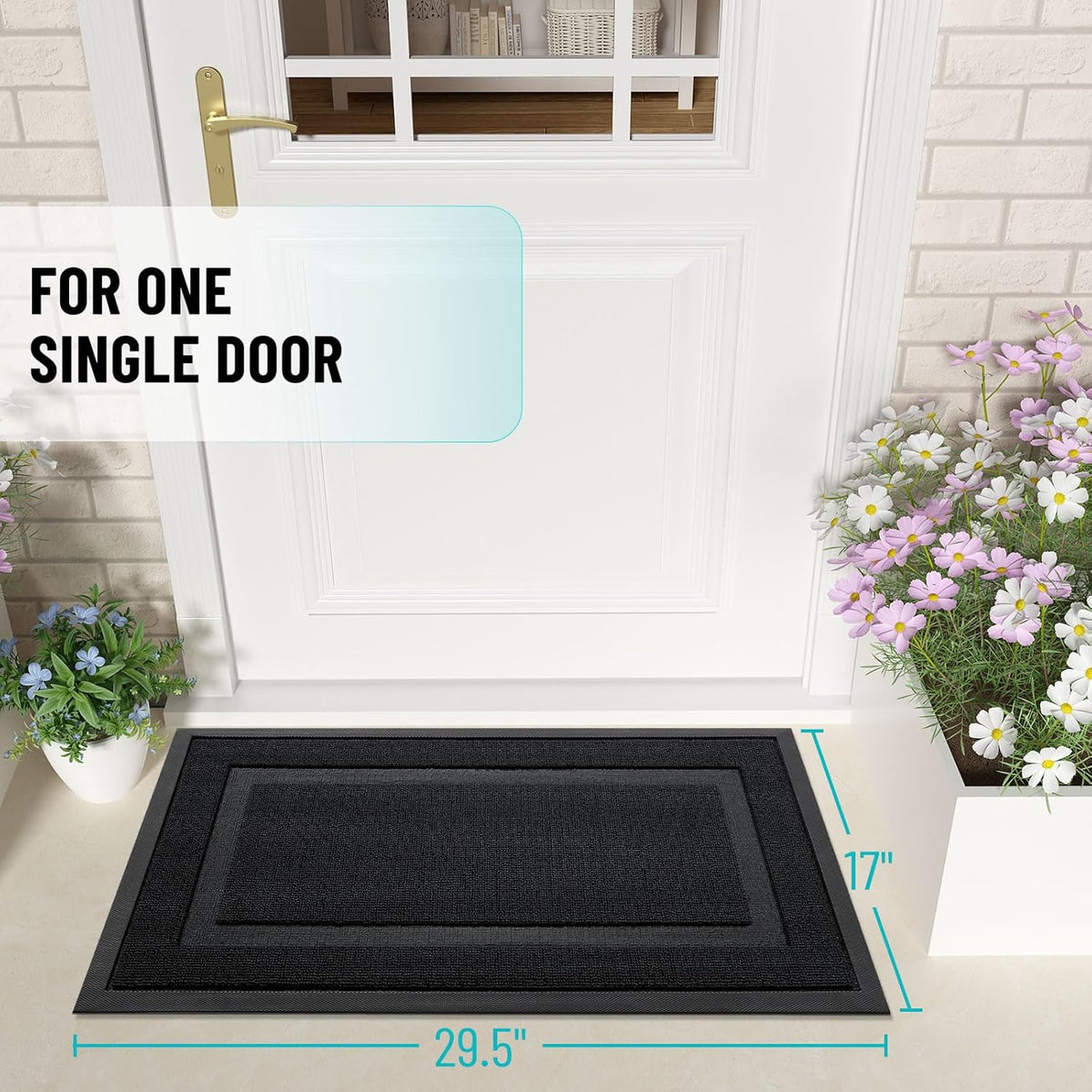OLANLY Waterproof Front Door Mat | All-Season Indoor Outdoor Doormat, Easy Clean, 47x23, Jet Black