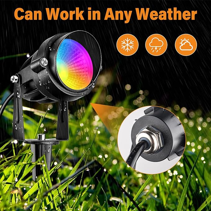 10W RGBW LED Landscape Lights Spot Lights Outdoor for Yard Garden Decor Spotlight, Landscape Lighting with 16 Color Changing and Remote, IP68 Waterproof (6 Pack)