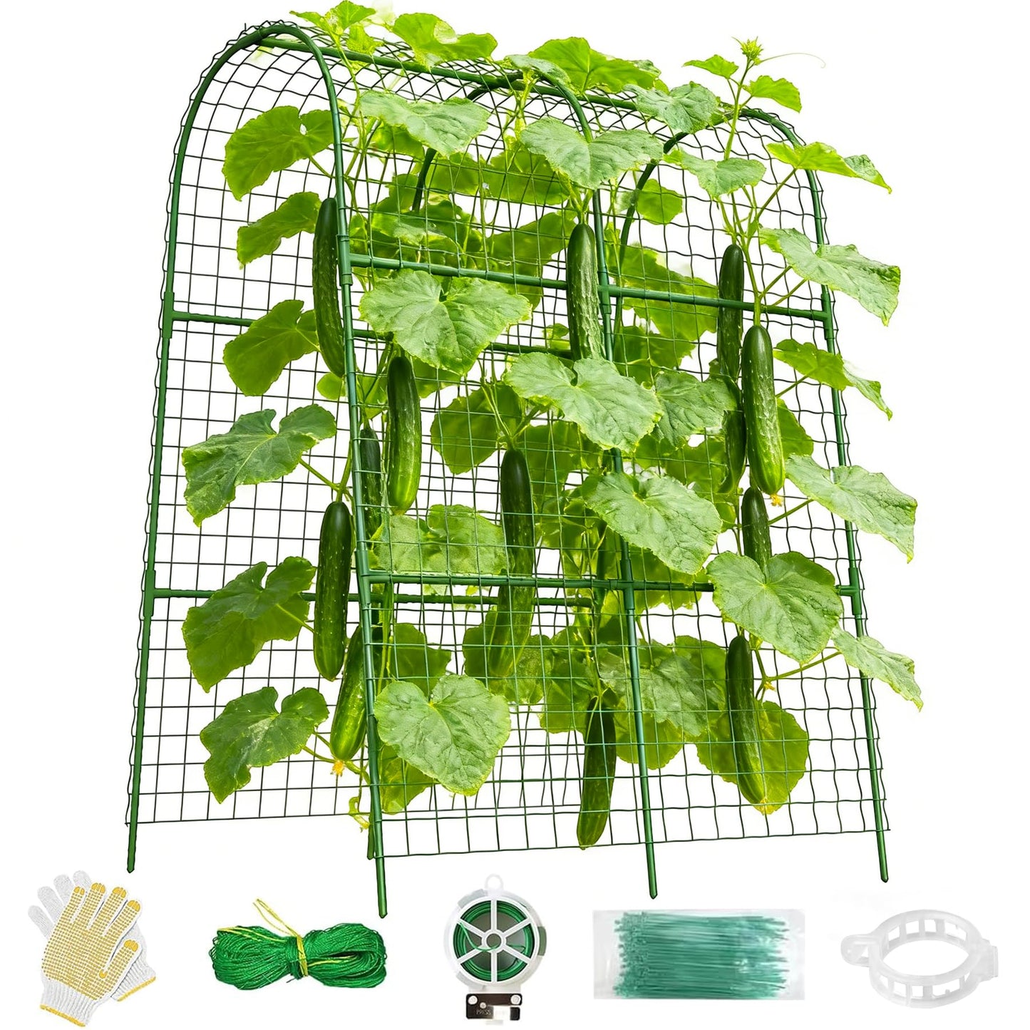 Cucumber Trellis for Raised Bed 32" L x 48" H, U-Shape Garden Trellis for Climbing Plants Outdoor, Metal Arch Trellis for Vegetables, Plant Support for Tomato Pea Zucchini Grape Flowers