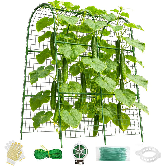 Cucumber Trellis for Raised Bed 32" L x 48" H, U-Shape Garden Trellis for Climbing Plants Outdoor, Metal Arch Trellis for Vegetables, Plant Support for Tomato Pea Zucchini Grape Flowers