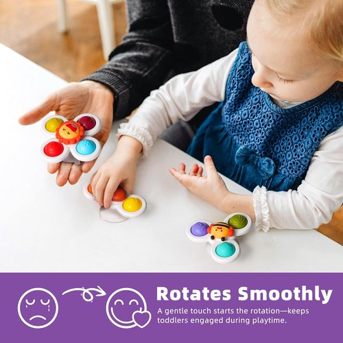 LiKee Fidget Rotating Sensory Bath Toys - Strong Suction Cups for Travel & Play | Ideal for 10+ Months