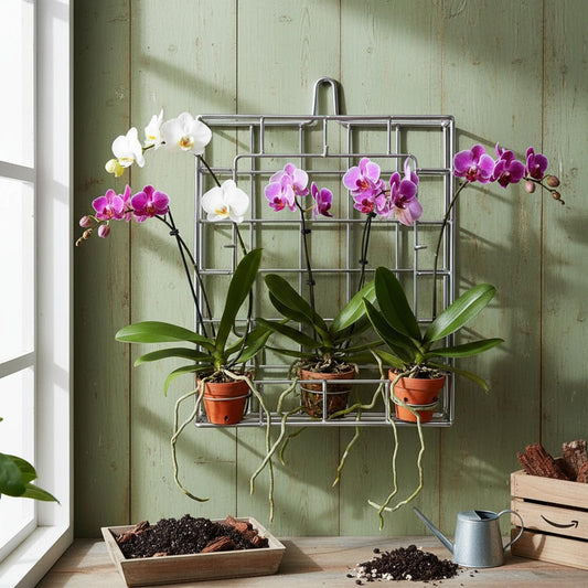 Dranvosk Staghorn Fern Mount Kit - Rustproof 304 Stainless Steel Vertical Hanging Basket for Orchids & Outdoor Plants, Wall Planter Holder Indoor Garden (10.6 x 10.2 x 1.96 Inch)