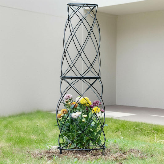 GOOOXIM 35-Inch Metal Garden Obelisk Trellis for Indoor & Outdoor Plants – Durable, Weather-Resistant Support for Climbing Vines, Roses, and Flowering Bushes – Decorative Potted Plant Structure