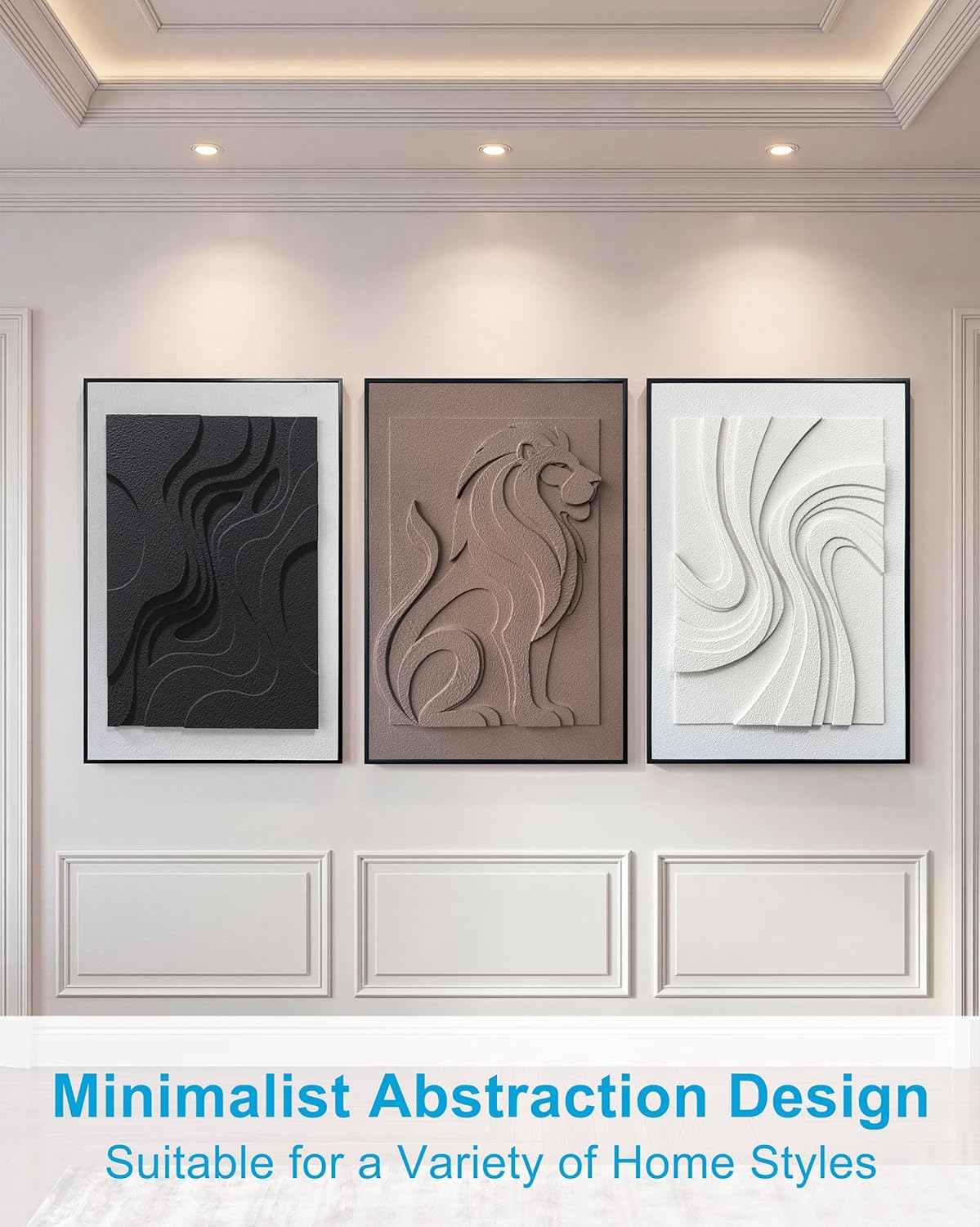 MIX3D Wall Art - 3D Textured Sandstone Set of 3 | 24x36 Inch Framed Handcrafted Artwork for Home Decor