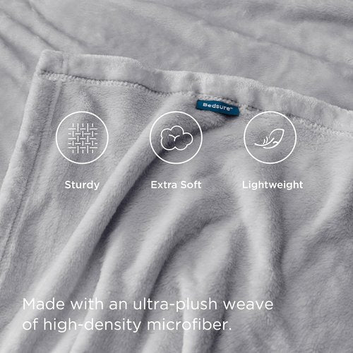 Bedsure GentleSoft Fleece Blanket - Lightweight Plush Cozy California King in Light Grey, 102x96 Inches