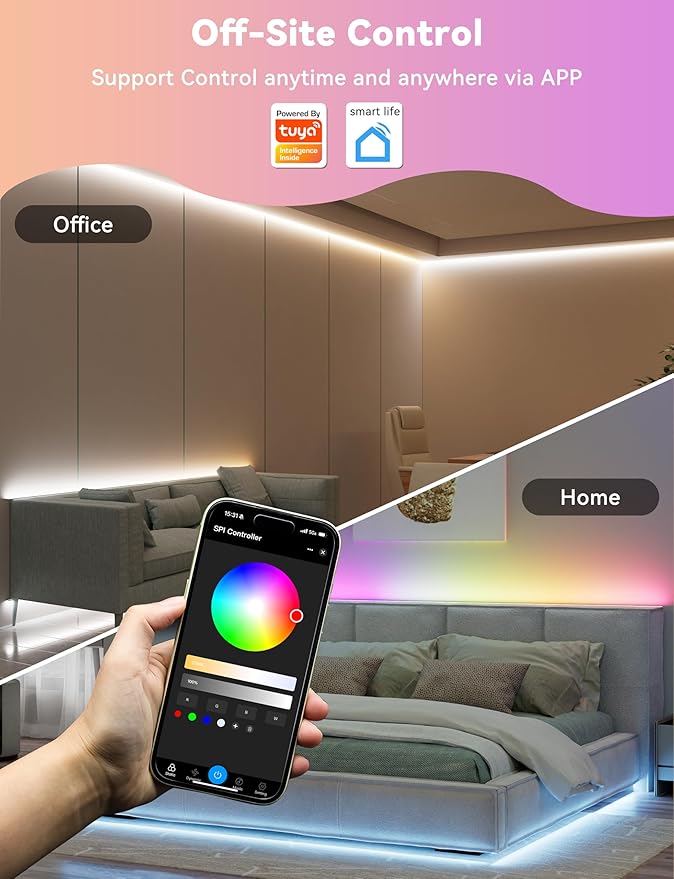 PAUTIX WiFi SPI+DMX SPIW5 Tuya SPI LED Controller Compatible with Alexa/Google Home,for Single Color/CCT/RGB/RGBW/RGBCCT SPI LED Strip Lights,Work with WS2811 SK6813 IC Addressable LED Strip