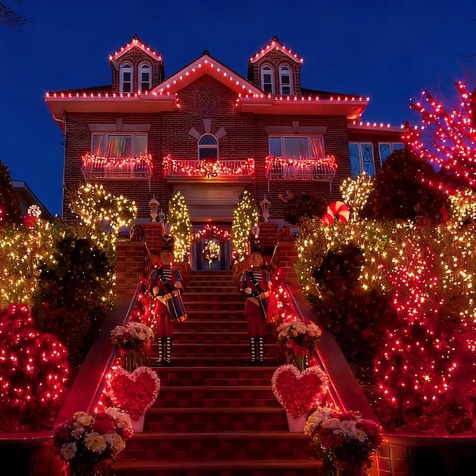 LAMPHOME Red Valentine's Lights, 300 Lights 63.8ft(2pk of 150L) Incandescent Mini Christmas String Lights, Waterproof Red Lights for Indoor Valentine's Day Garland Birthday Wedding Party Xmas Tree
