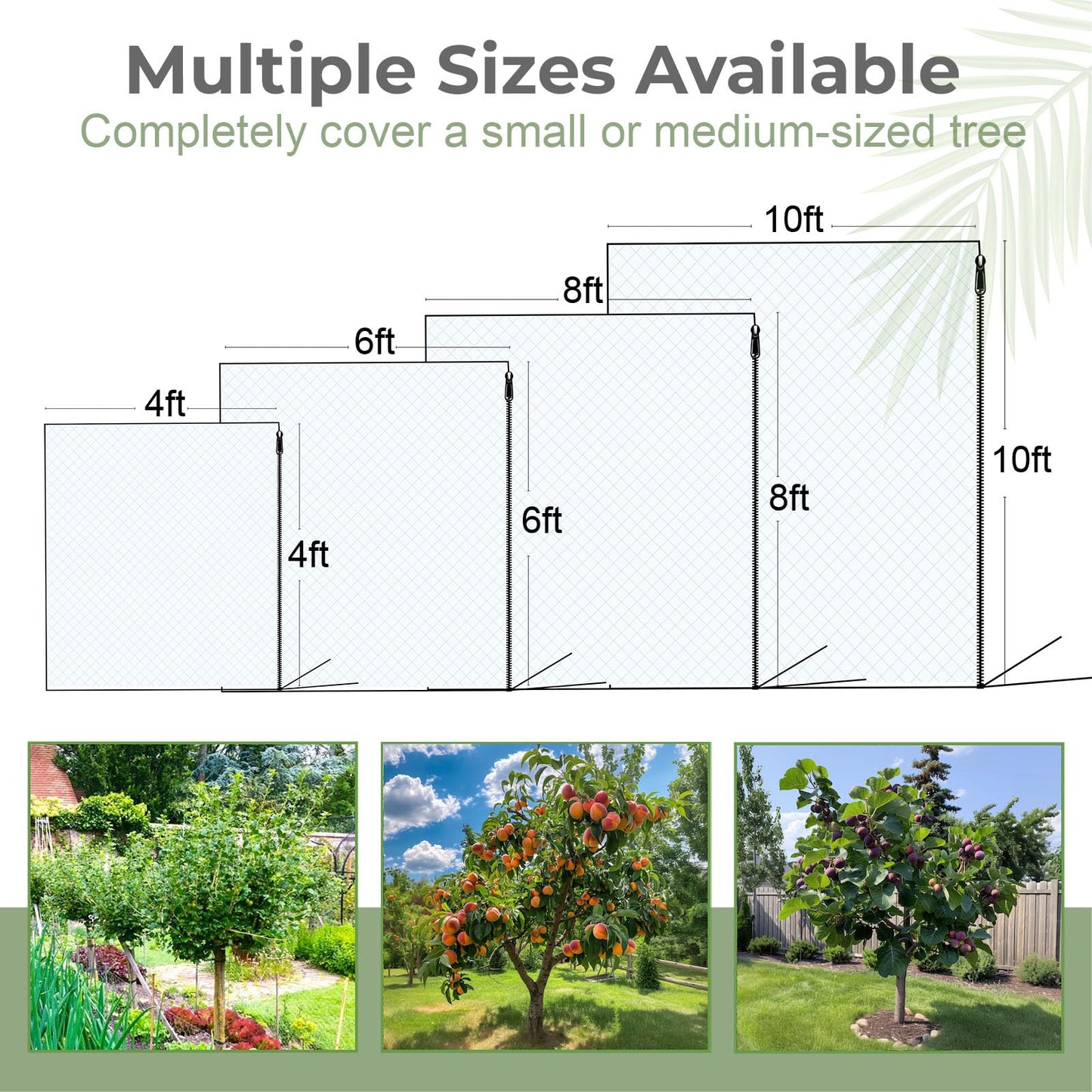 Homoda Fruit Tree Netting Cover with Zipper & Drawstring, 2 Packs 4ft x 4ft Insect Bird Barrier Netting for Garden Protection, Ultra Fine Mesh Garden Netting