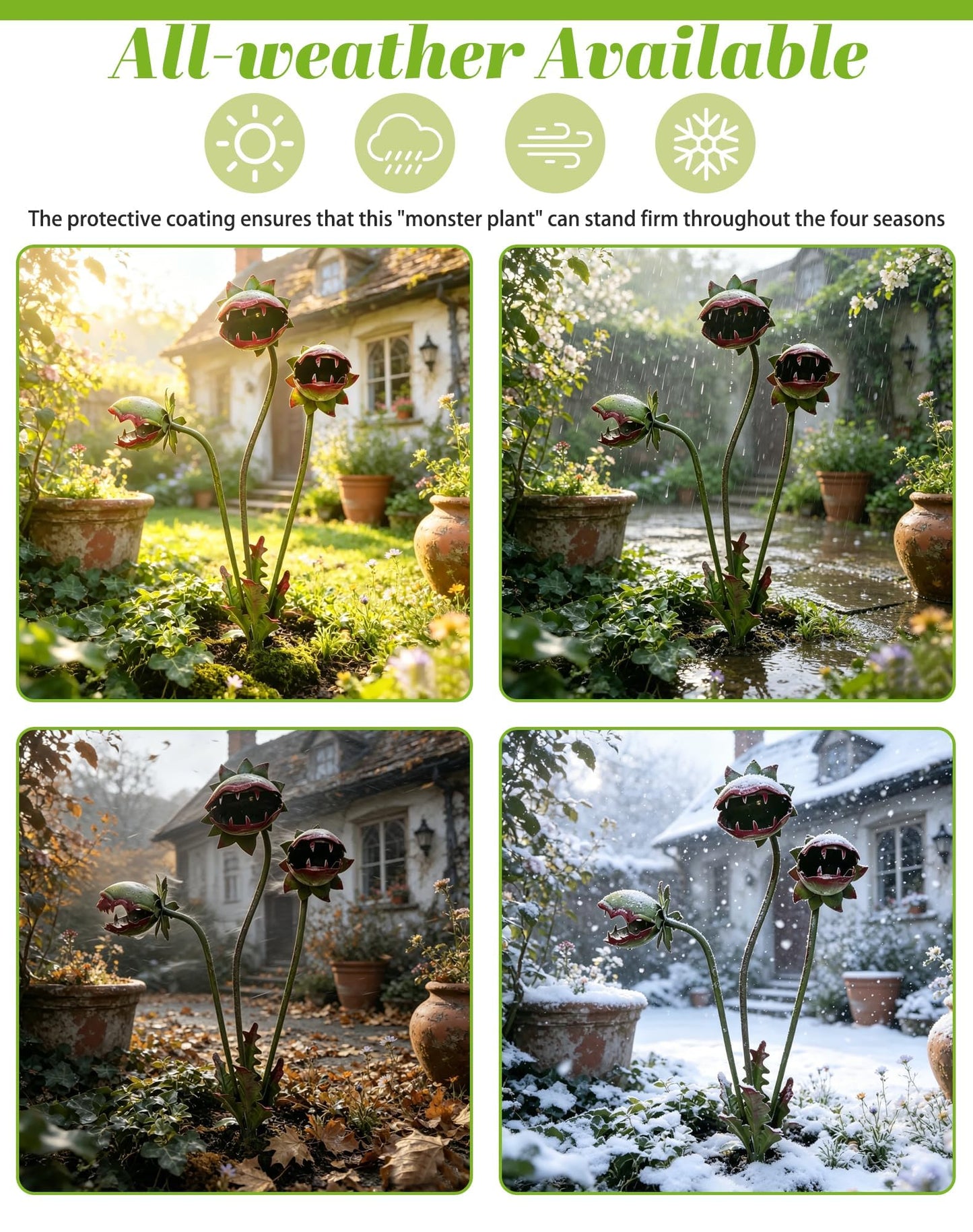 BomKra Whimsical Metal Carnivorous Plant Garden Stake, 2026 Upgrade 25 inch Large Venus Flytrap Monster Plant Sculpture, Outdoor Decorative Plant Stake Sculpture for Lawn Garden Patio Yard Decor