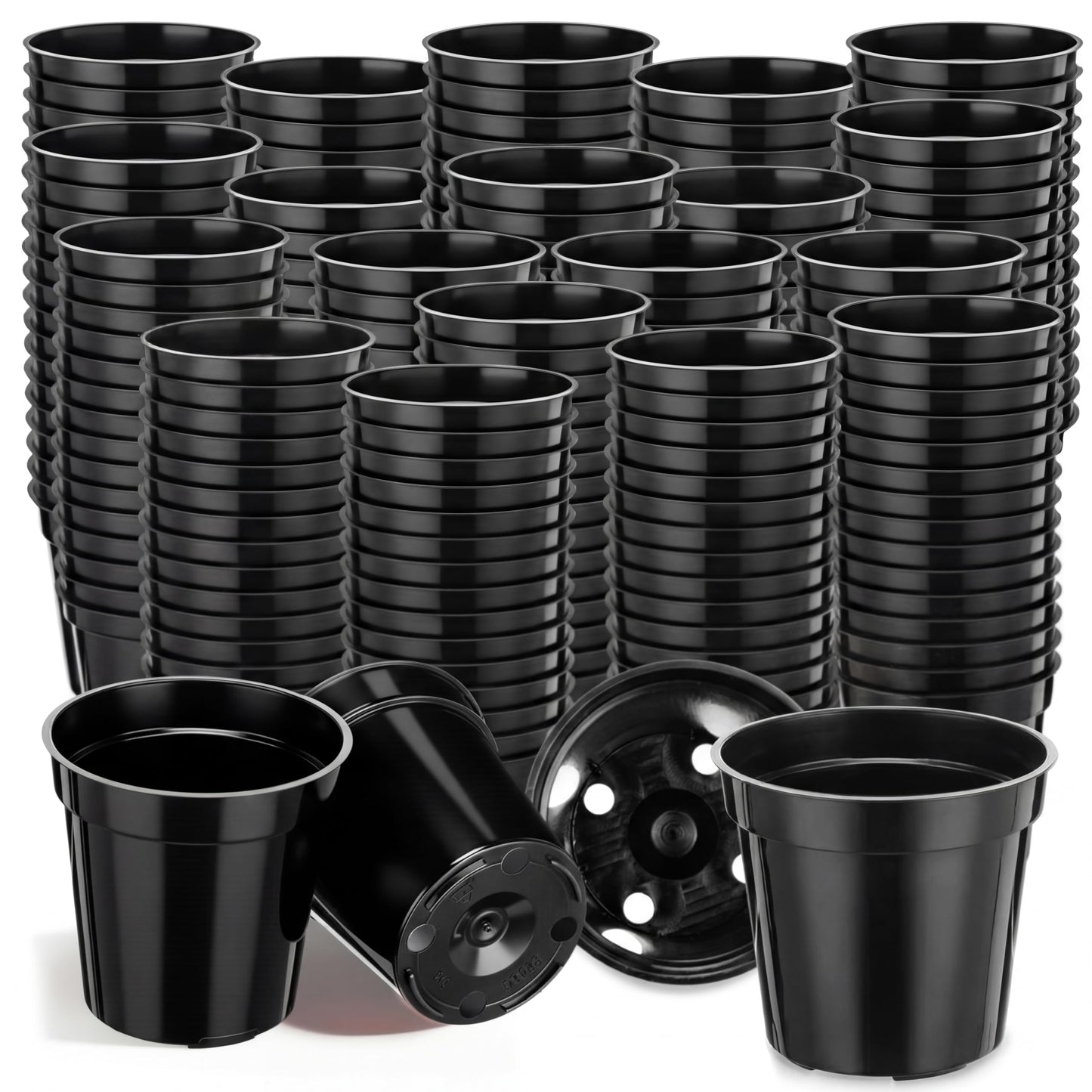 Domensi 400 Pcs 2inch Black Nursery Pots, Mini Plastic Plant Pot Nursery Seedling Pot with Drainage Holes for Seeds Starter, Indoor Outdoor Garden Vegetables Flowers Seedlings, Gardening Gifts