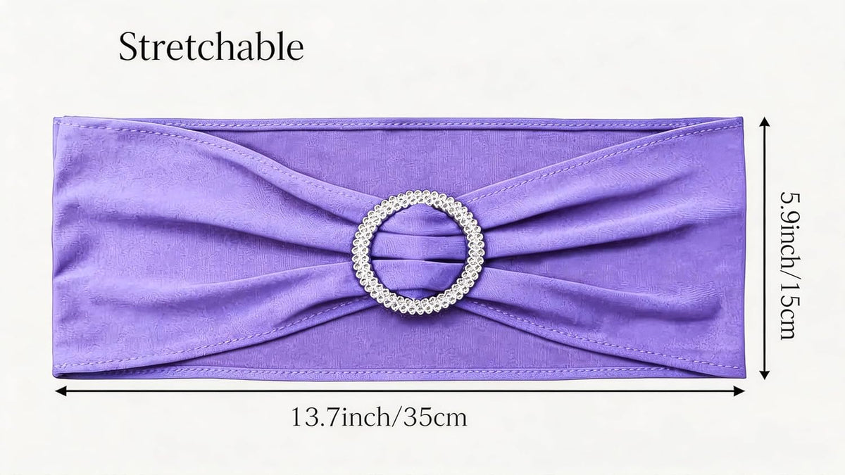 Skiennix Lavender Chair Sashes - Pack of 50 Spandex Light Purple Chair Bows for Weddings & Events