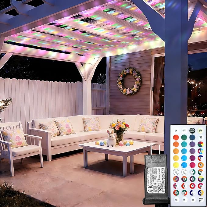 12ft x 12ft Net Lights Easter Decorations, 400LED 35 Colors Changing Large Gazebo Net Lights Clear Wire, Waterproof Fairy Lights Chandelier for Patio Pergolas Backyard Bush Wedding Outdoor Party