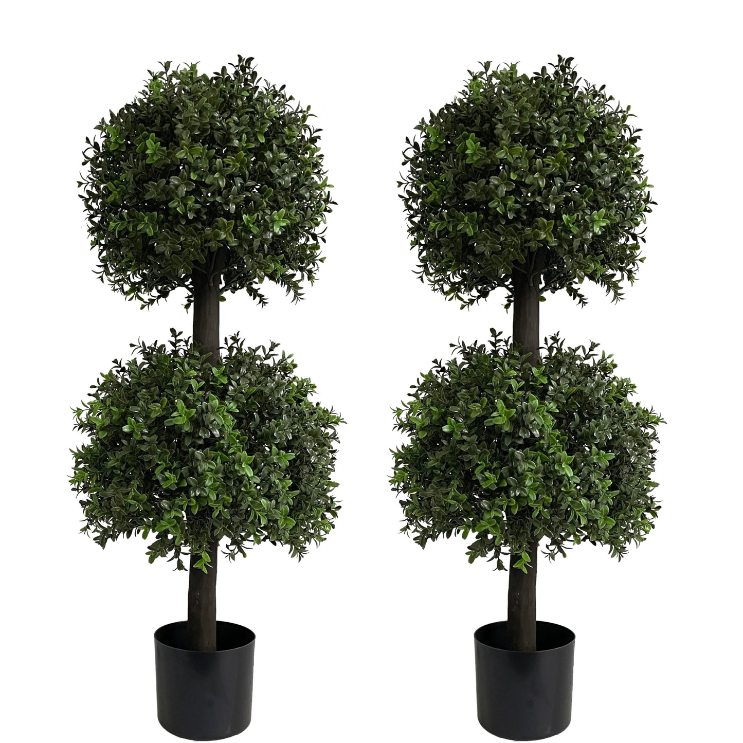 ALL SEASON GREEN 3ft Topiary Trees Artificial Outdoor Double Ball Shape Boxwood Topiary UV Resistant, Front Porch Decor Set of 2