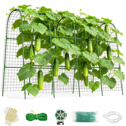 Cucumber Trellis for Raised Bed 64" L x 48" H, U-Shape Garden Trellis for Climbing Plants Outdoor, Metal Arch Trellis for Vegetables, Plant Support for Tomato Pea Zucchini Grape Flowers