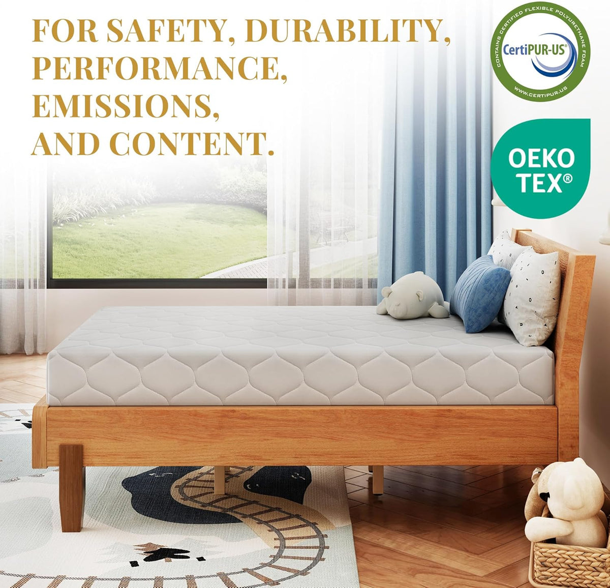 Skiennix 5-Inch Twin Size Memory Foam Mattress - Medium Firm Support, Pressure Relief, CertiPUR-US Certified