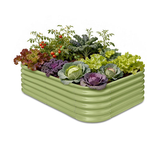 Annoell Galvanized Raised Garden Bed 6x4x1.5 ft, 18" Tall Modular Raised Flower Bed for Outdoor Plants Vegetable Herb Leafy Green, Metal Planter with Rust Resistant Coating - Moss Green