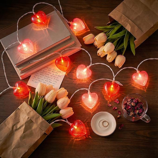 Heart String Lights Plug in, 8.5FT Valentine Lights Indoor & Outdoor, Red Pink Heart Shaped String Lights with 14 LEDs, UL Listed, IP44 Waterproof for Valentine’s Day Decor