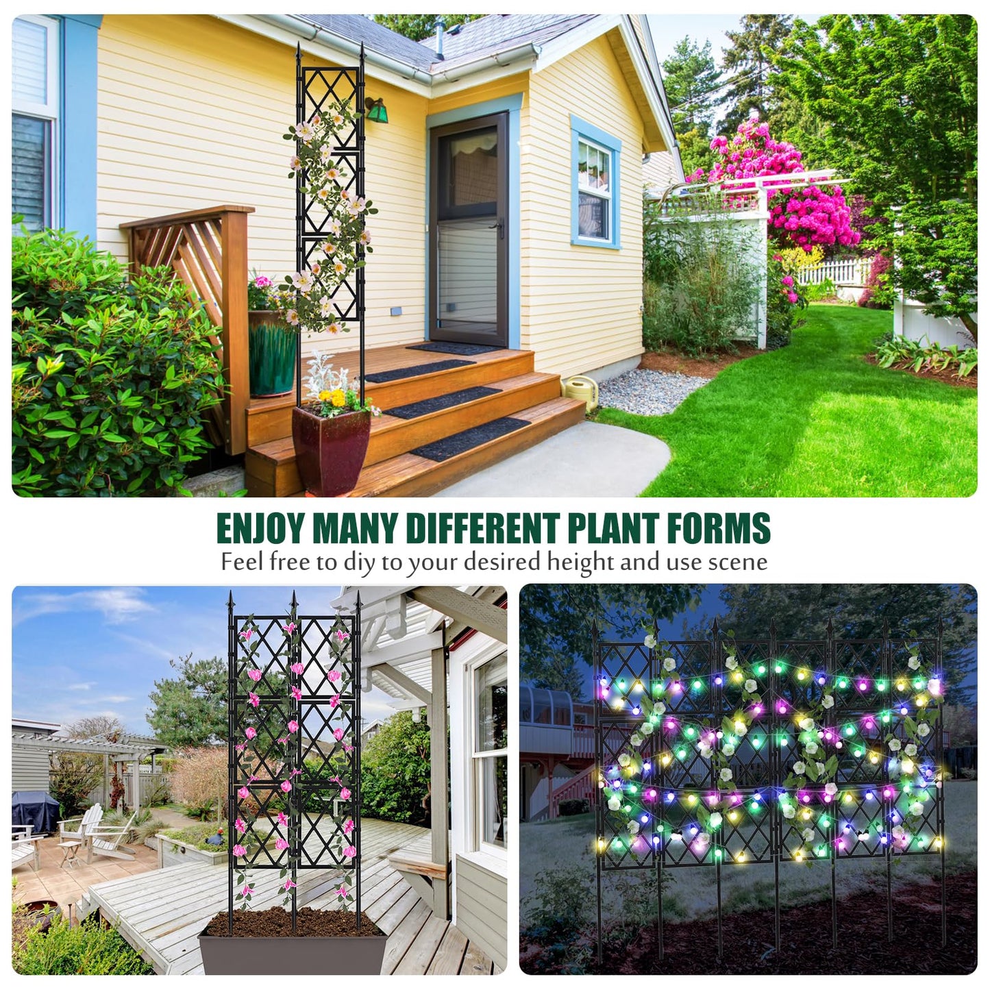 WellSign Garden Trellis for Climbing Plants Outdoor 5.25 FT, Iron Pipe Metal Support Wall Tall Plant Trellis Lattice Fence Plant Support with Garden Twist Tie for Ivy Vines Rose