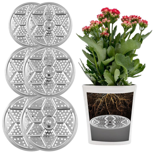 6 Pack Round Planter Insert, 9.4/11/12.5-Inch Planter Inserts with Drainage Holes Stainless Steel Plant Risers for Inside Pots for Tall or Short Planters Use Less Potting Soil Indoor & Outdoor
