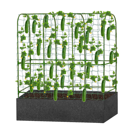 GENMOUS Garden Trellis for Climbing Plants, Cucumber Trellis with Grow Bag, 65 X 50 Inch Large Metal Trellis for Climbing Raised Bed Vegetable Outdoor