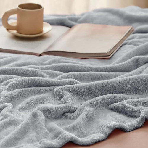 Bedsure GentleSoft Fleece Blanket - Lightweight Plush Cozy California King in Light Grey, 102x96 Inches