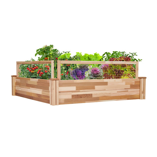 Jumbl Raised Canadian Cedar Garden Bed | Garden Beds Outdoor | Elevated Wood Planter for Growing Fresh Herbs, Vegetables, Flowers, Succulents & Other Plants at Home | Great for Outdoor | 48x48x10”