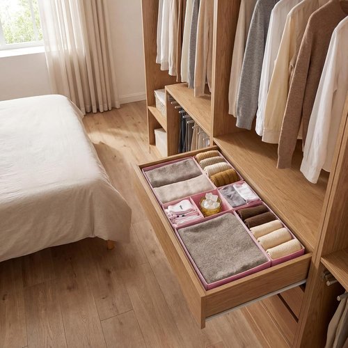 Granny Says Drawer Organizer Bins - 12 Pack Dresser Storage Dividers for Nursery & Closet - Pink