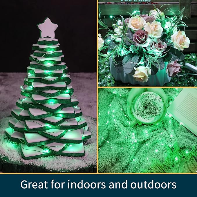 LAMPHOME 20 Pack Green St Patrick's Day Fairy Lights,st Patricks Day Battery Operated String Light, 20 LED on 6.6FT Copper Wire Firefly for Wedding Party Mason Jar Christmas Bedroom Decor