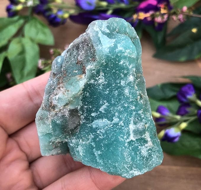 Zenkeeper 1Lb Amazonite Crystal Stone Natural Raw Stones & Fountain Rocks for Tumbling, Cabbing, Polishing, Wire Wrapping, Wicca & Reiki Crystal Healing