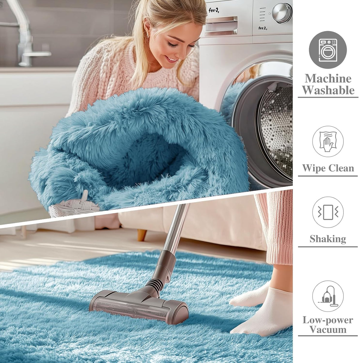 OLANLY Large Area Rug - Soft Fluffy Shaggy Carpet for Living Room & Bedroom | 6x9 Slate Blue