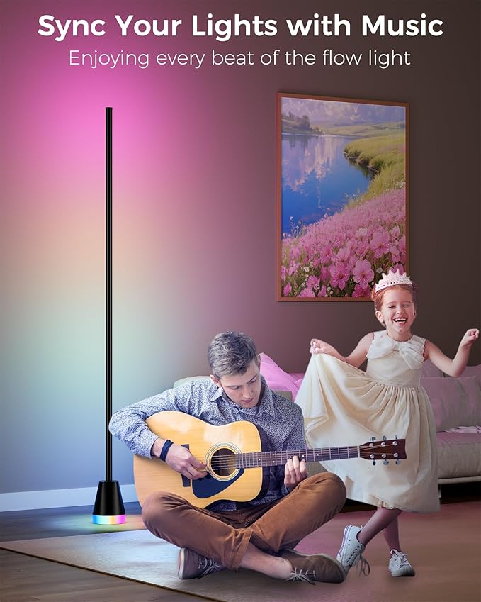 2 Pack Corner Floor Lamp, Smart RGB LED 60 Inch Standing Lamp with 344 LEDs, App & Remote Control, 16 Million Colors & Music Sync for Bedroom, Gaming Room, Home Decor, Modern Ambient Lighting