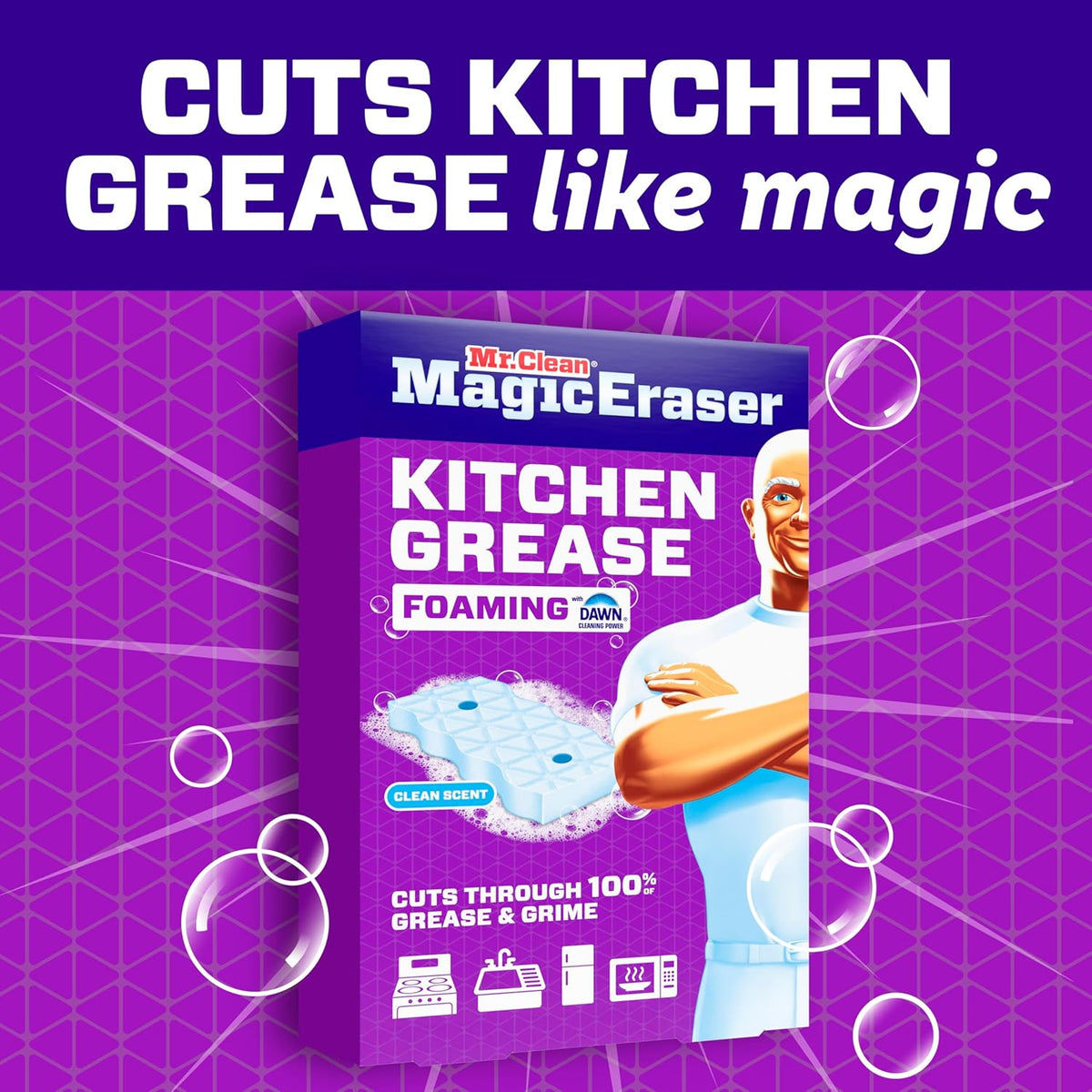 Mr. Clean Magic Eraser - Foaming Sponge with Dawn Cleaning Power for Kitchen Grease | 6 Count