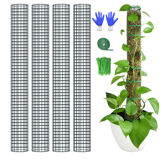 HOLANHING 4 Pack Metal Moss Pole, 40" Moss Poles for Plants Monstera, Stackable Sphagnum Moss Pole for Plants Work with Sphagnum Moss(4 Pack 40")