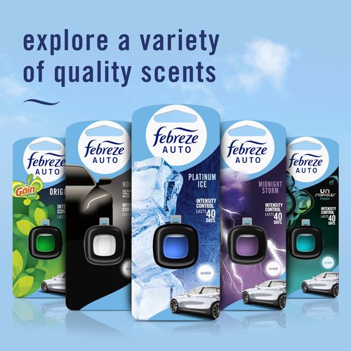 Febreze Car Air Freshener Vent Clip Laundry Fresh Scent, .07 oz. Car Vent Clip, Pack of 4
