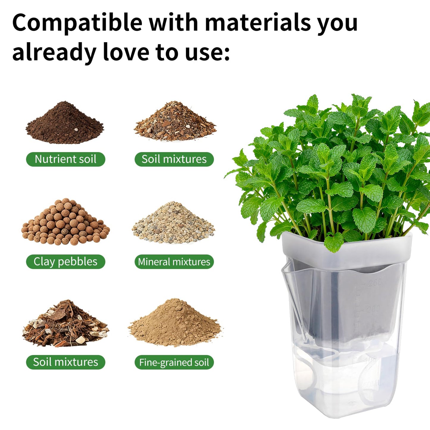 10 Pack 2.5 Inch Small Self Watering Pots for Indoor Plants Mini Clear Plastic Planters, Self Watering Pot for Propagation Cuttings Seedlings, Herbs, Succulents, Pothos Spider Plants