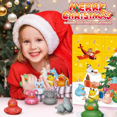 Advent Calendar - 24-Day Christmas Countdown with Rubber Duck Bath Toys for Kids | Perfect Holiday Gift