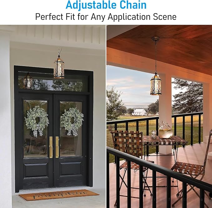 LEONLITE 18 Inch Outdoor Pendant Light, Industrial Style Outdoor Hanging Lights, Vintage Exterior Hanging Lantern, Max 60W E26 Base, Outside Chandelier Ceiling Light Fixture for Porch Entrance Foyer