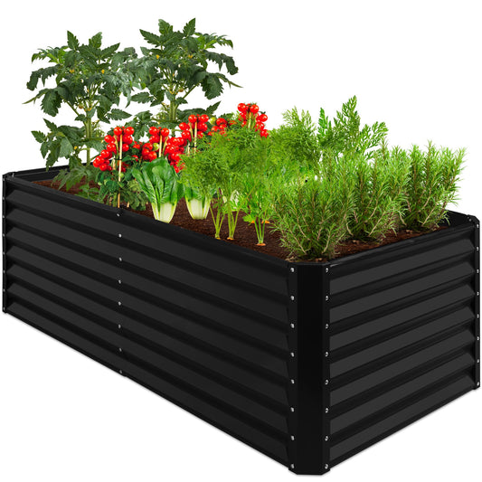 Best Choice Products 6x3x2ft Outdoor Metal Raised Garden Bed, Deep Root Box Planter for Vegetables, Flowers, Herbs, 269 Gallon Capacity, 100% Non Toxic Materials - Black