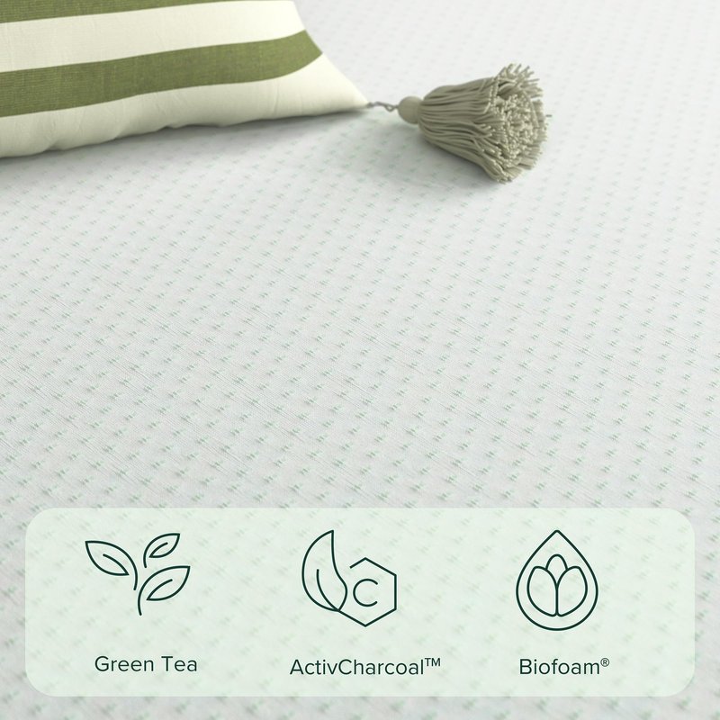 Zinus 8 Inch Green Tea Memory Foam Mattress, Short Queen, Fiberglass Free, Patented Custom Contour Support, Sturdy Base Foam, CertiPUR-US Certified, Mattress in A Box, White