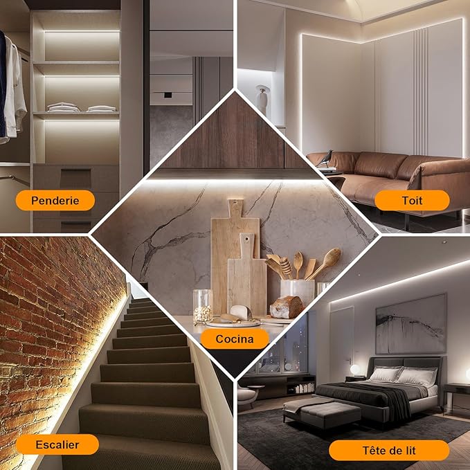 COB LED Strip 10 Meters 32.8 ft Outdoor LED Strip Lights IP67 Waterproof Super Bright Flexible LED Rope Lights Cuttable for Bedroom Outside Kitchen Cabinet Lighting