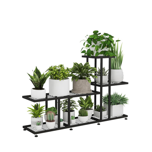 Corner Plant Stand Indoor Outdoor Plant Stands for Patio Black Metal Corner Plant Shelf 7 Tier Multiple Pots Planter Display Rack for Garden Office Living Room Decor,Heavy Duty & Thick (7-Tier)