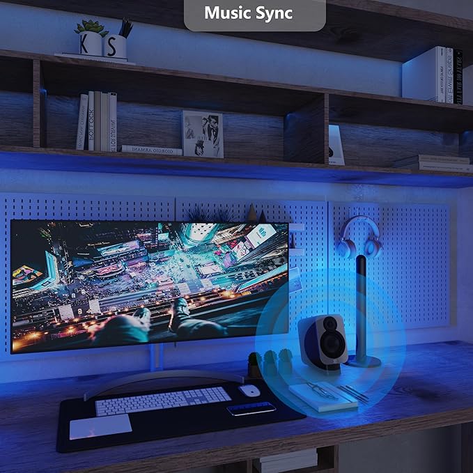 LAMPAOUS Smart Table Lamp, Bedside or Bedroom Lamp, TV backlights, Gaming Lights, Adjustable White and Multi Color Compatible with Alexa, Google Assistant, Voice Activated. App Control