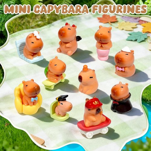 Exasinine Miniature Capybara Figurines - 26pcs Resin Set for DIY Fairy Garden Decor | Home & Party Decorations
