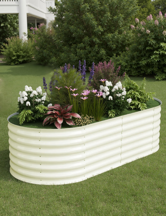 Garvee Steel Raised Garden Bed Kit - Rust-Proof Open Base Design, Tool-Free Assembly, 1.5-2 ft Deep Planter Box for Vegetables,Herbs,Flowers,White,6x3x2 ft
