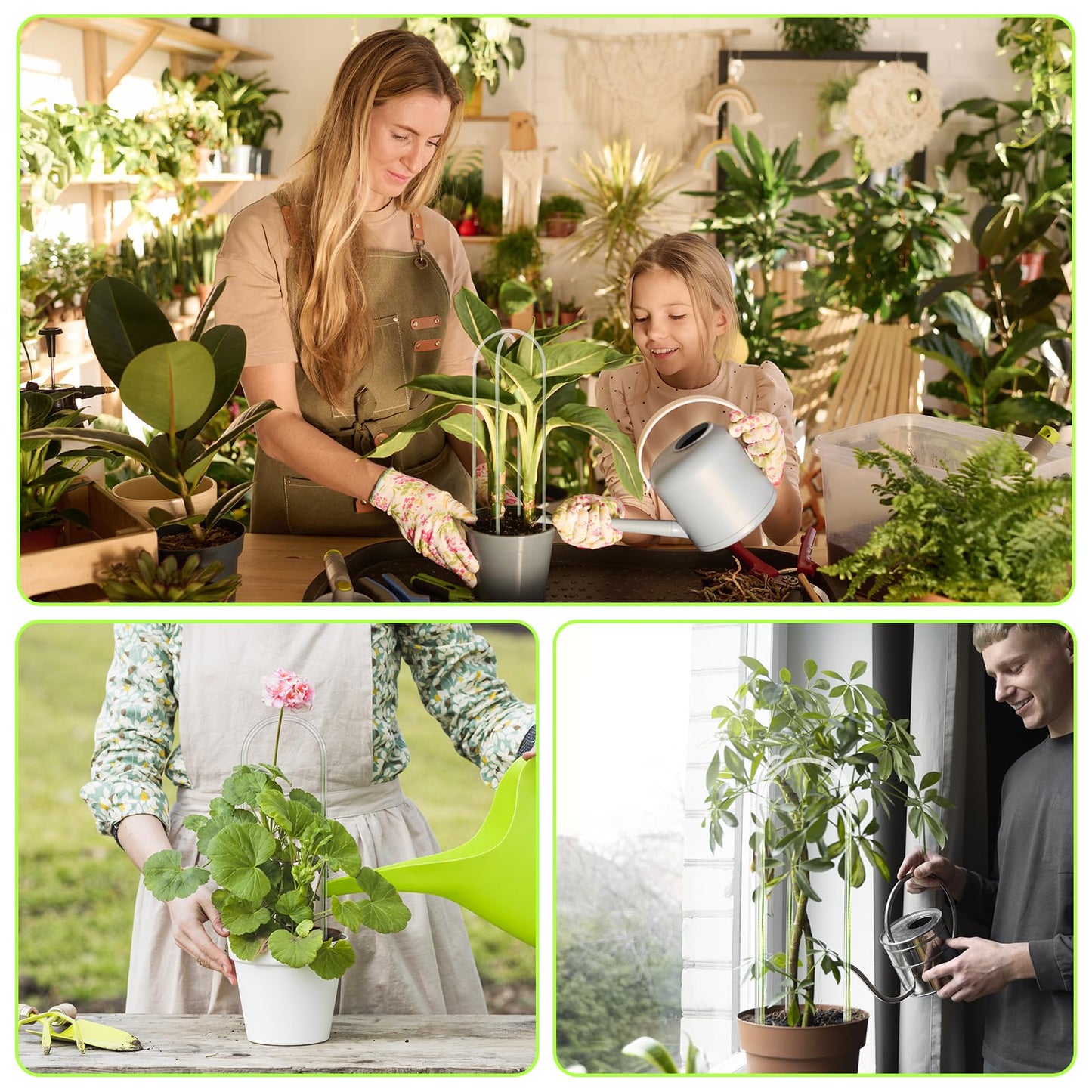 Vokvaktak 3 Pack U-Shape Acrylic Plant Trellis for Indoor Climbing Plants, 16 Inch Small Plant Trellis, Potted Plant Climber Support for Pothos, Vine Ivy, Houseplant