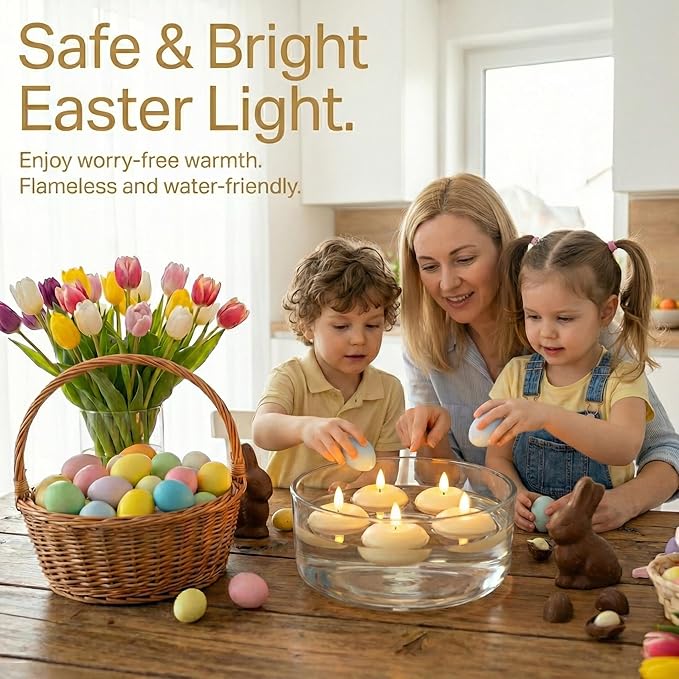 Aignis 24pcs Flameless Floating Candles Waterproof, 200Hr 3”LED Floating Tea Lights with Battery, Water-Activated Candles for Pool, Wedding Centerpieces, Bath & Spa, Easter Decoration (Elegant White)
